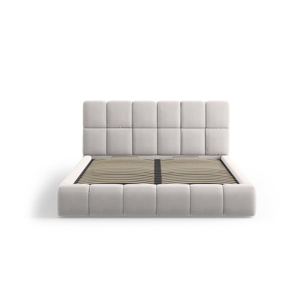 Svijetlo sivi baršunasti tapecirani bračni krevet s prostorom za odlaganje s podnicom 180x200 cm Bellis – Micadoni -image-3