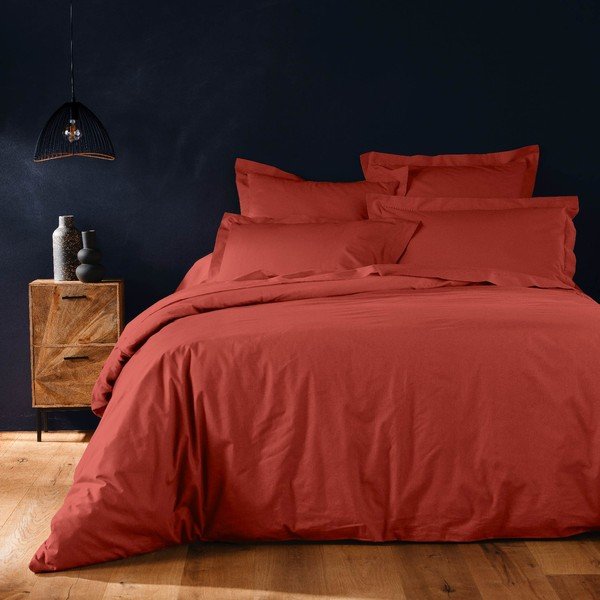 Ciglasta pamučna navlaka za poplun za bračni krevet/za produženi krevet 240x220 cm Lina – douceur d'intérieur-image-1