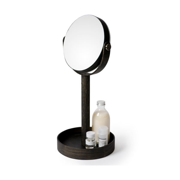 Zrcalo za brijanje s policom od hrastovog drveta Wireworks Magnify Dark-image-1
