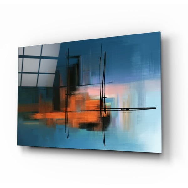 Staklena slika insigne apstraktne siluete, 110 x 70 cm