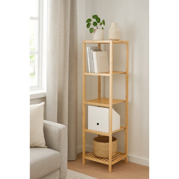 Od bambusa kupaonska polica u prirodnoj boji 37x140 cm Skaren – Bonami Essentials-image-4