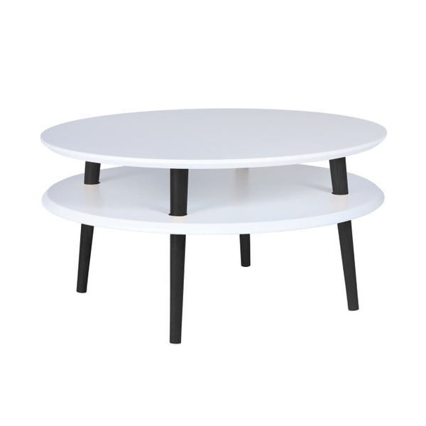 Bijeli stolić s crnim Ragaba UFO nogama, Ø 70 cm