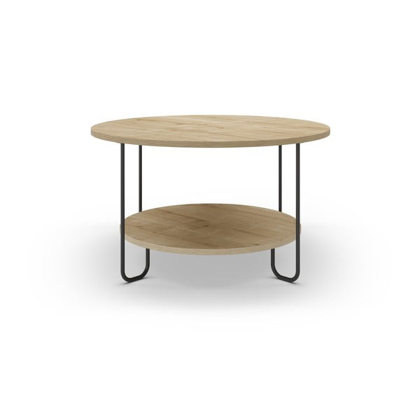 Okrugao stolić za kavu s pločom stola u dekoru hrasta u prirodnoj boji ø 80 cm Tonka – Marckeric-image-1