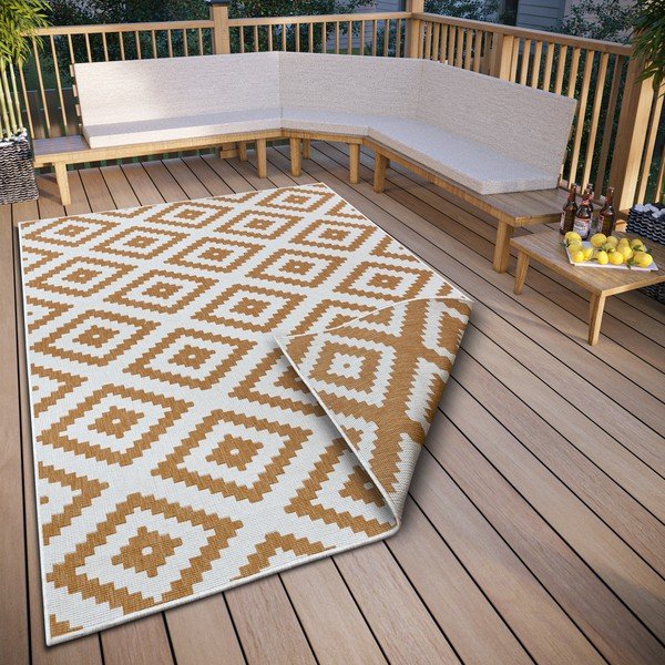 Oker žuti/bijeli vanjski tepih 200x290 cm Malta – NORTHRUGS-image-1