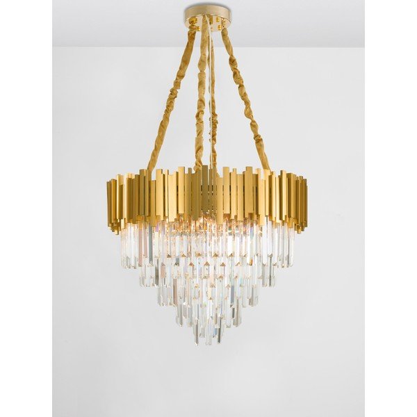 Metalna viseća svjetiljka u zlatnoj boji s kristalnim sjenilom ø 73 cm Grane – Nova Luce-image-3