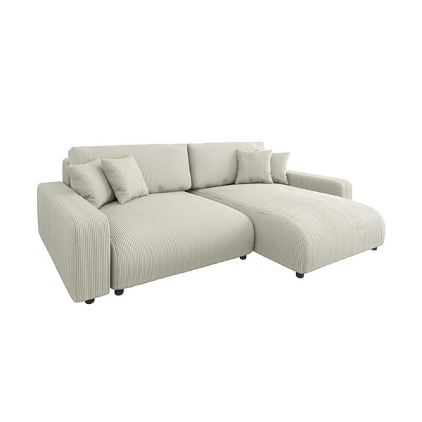 Krem sklopiva kutna garnitura od samta (promjenjiva) Sara – Ropez