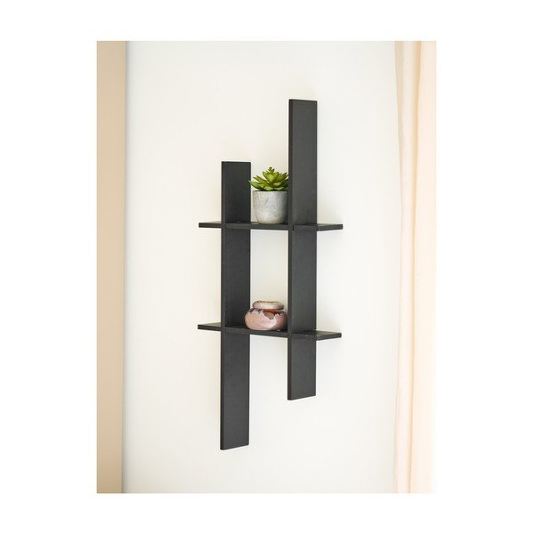 Crna polica s više razina od masivnog bora 86 cm Mostar – House Nordic-image-1