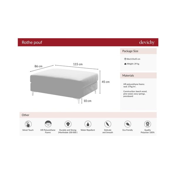 Tamnoplavi baršunasti tabure Devichy Rothe-image-4