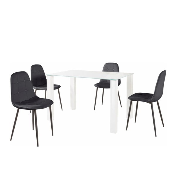 Set blagovaonskog stola i 4 crne Støraa Dantel stolice, dužina stola 80 cm