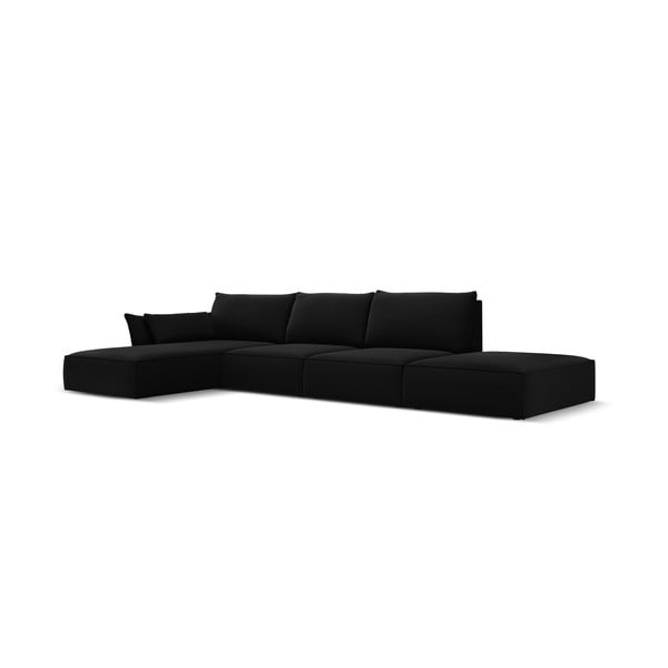 Crna baršunasti kutna garnitura (s lijevim kutom/s ležaljkom) Vanda – Mazzini Sofas-image-2