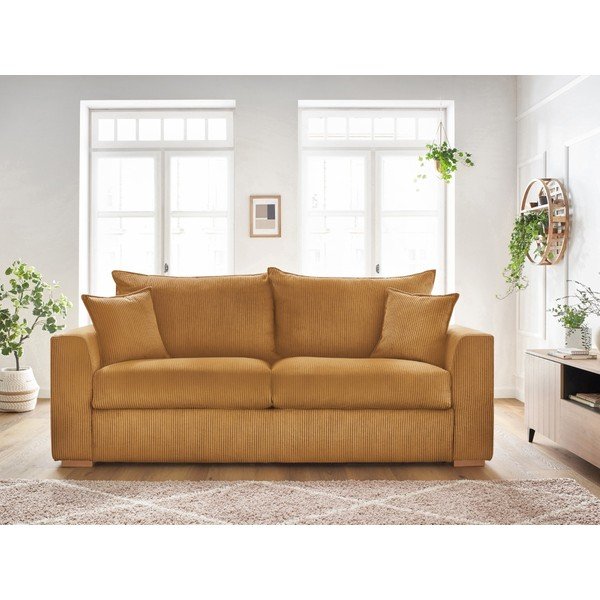 Senf žuta sklopiva sofa od samta 225 cm Augustin – Bobochic Paris-image-1