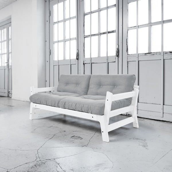 Sofa na razvlačenje Karup Step White / Svijetlo siva