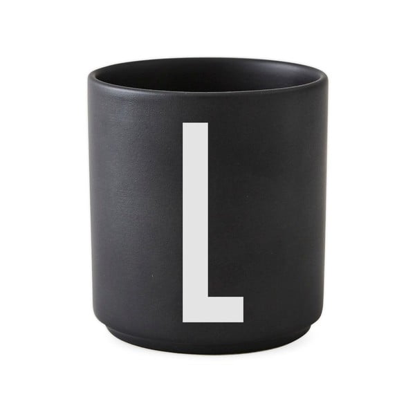 Crna porculanska šalica Design Letters Alphabet L, 250 ml