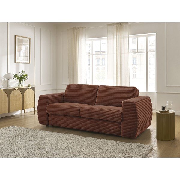 Narančasta sofa za spavanje/sklopiva od samta 240 cm Hugo – Bobochic Paris-image-1