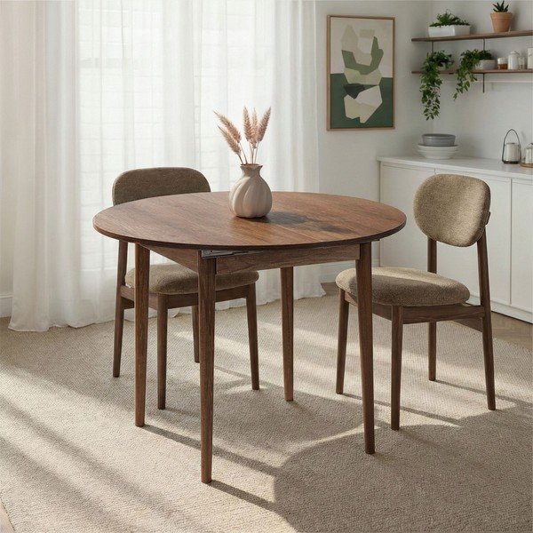 Okrugao proširiv blagovaonski stol s dodatnom pločom u dekoru oraha ø 100 cm Viona – Kalune Design-image-2