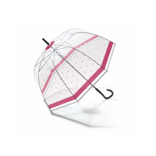 Prozirni štapićasti kišobran s ružičastim detaljima Birdcage Symetric, ⌀ 85 cm