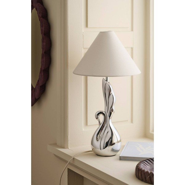 Bijela/u srebrnoj boji stolna lampa od polyresina (visina 53 cm) Swan – Ellos Home-image-2