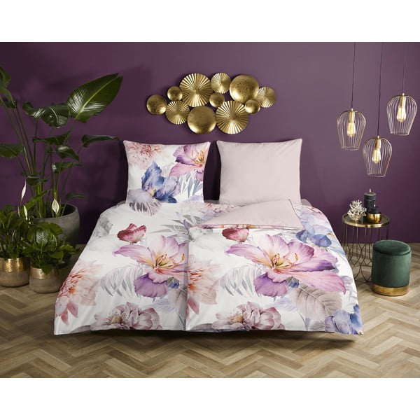 Krem posteljina za krevet za jednu osobu od pamučnog satena 140x200 cm – Descanso-image-1