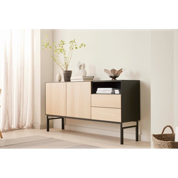 Crna niska komoda u dekoru hrasta 180x89 cm Edge by Hammel - Hammel Furniture-image-1