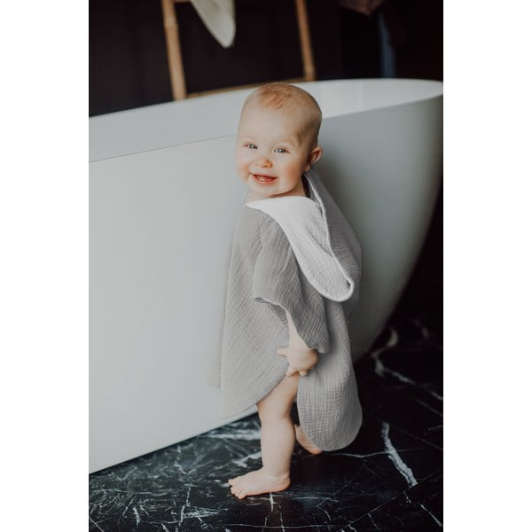 Dječji pončo od sivog muslina veličine M - Malomi Kids-image-1