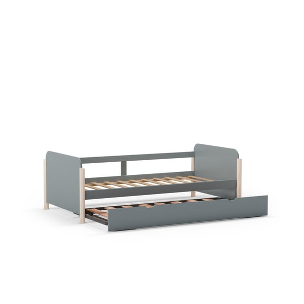 Dječji krevet prljavo zeleni od masivnog bora s dodatnim ležajem s podnicom 90x190 cm Enola – Marckeric-image-3