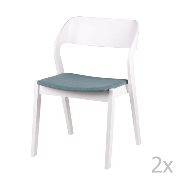 Set od 2 bijele stolice s mint zelenim sjedalom sømcasa Bianca
