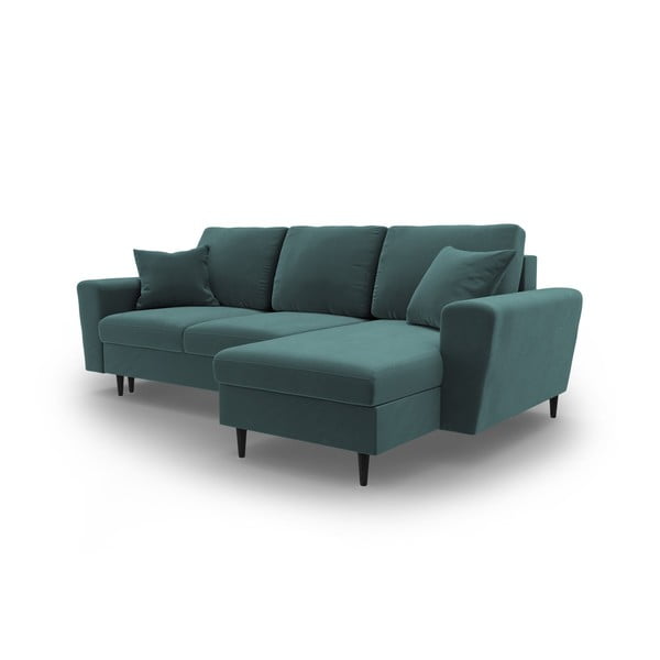 Petrolej zelena baršunasti sklopiva/s prostorom za odlaganje kutna garnitura Kyoto – Cosmopolitan Design-image-4