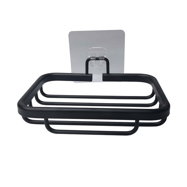 Mat crna metalna posuda za sapun s postavljanjem bez bušenja Filaire Aluminium – douceur d'intérieur