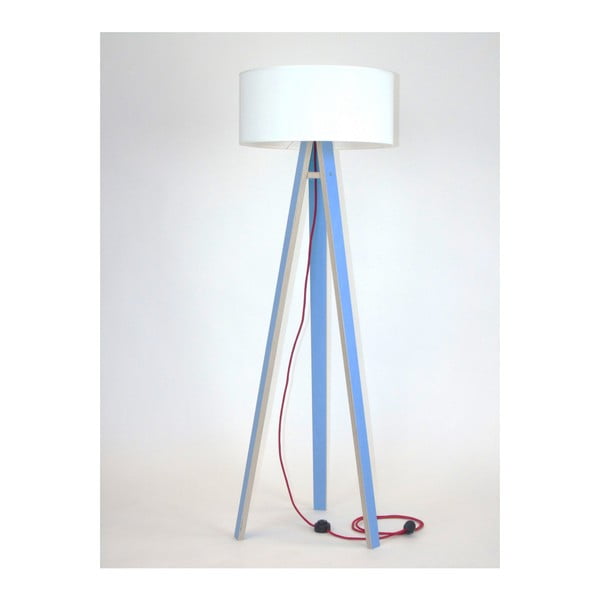 Plava podna svjetiljka s bijelim sjenilom i crvenim Ragaba Wanda kabelom