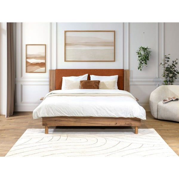 Narančasti bračni krevet s podnicom 160x200 cm Lior – Bobochic Paris-image-1