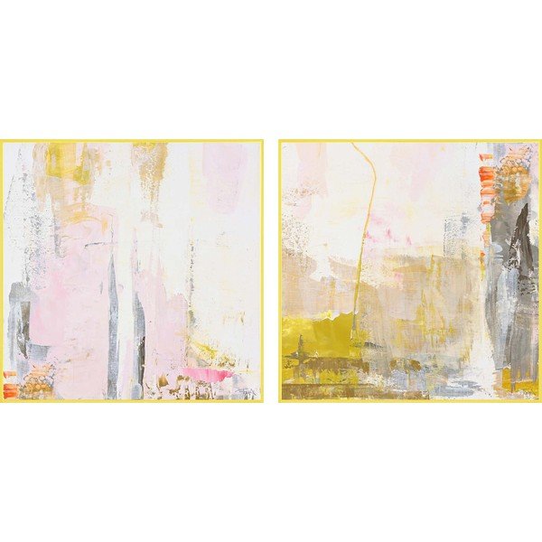 Tiskane/s ručno oslikanim elementima slike u setu 2 kom s okvirom/na platnu 41,5x41,5 cm New Age Yellow – Malerifabrikken