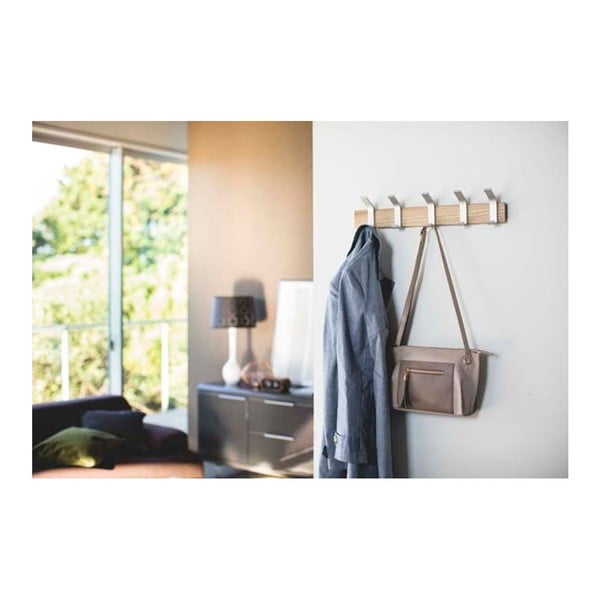 Zidna vješalica od čvrste jeseni u mat srebrnoj boji/u prirodnoj boji Rin – YAMAZAKI-image-3