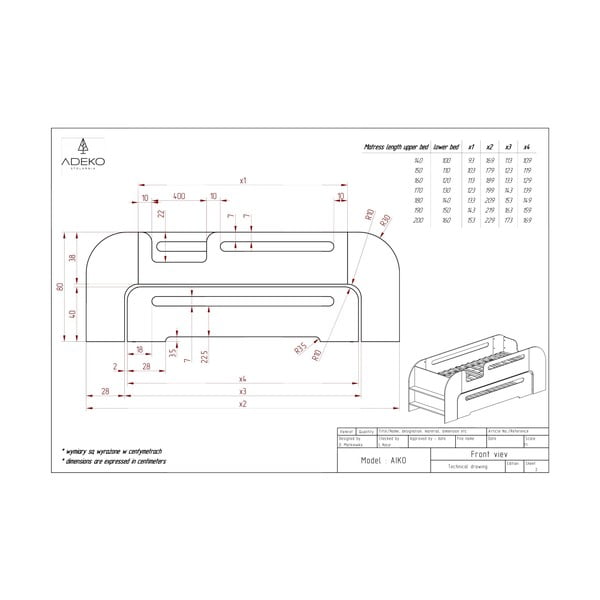 Dječji krevet s dodatnim ležajem 80x200 cm u prirodnoj boji AIKO – Adeko-image-4