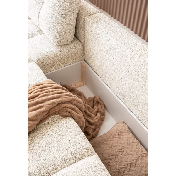 Krem sklopiva/s prostorom za odlaganje kutna garnitura (s lijevim kutom) Lulu – Miuform-image-2