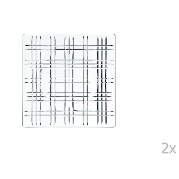 Set od 2 kvadratna tanjura od kristalnog stakla Nachtmann Square Platter, 21 x 21 cm
