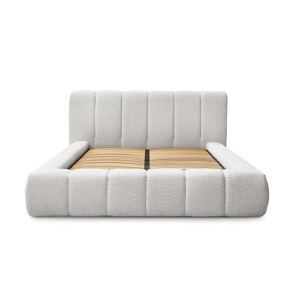 Svijetlo sivi tapecirani bračni krevet s prostorom za odlaganje s podnicom 180x200 cm Denali – Bobochic Paris-image-3