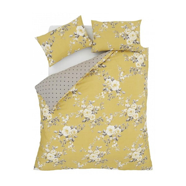 Žuta posteljina s cvjetnim dezenom Catherine Lansfield, 200 x 200 cm