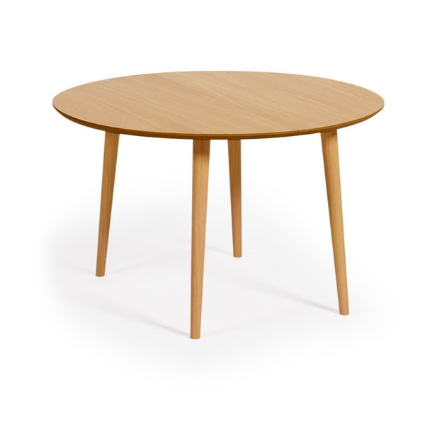 Proširiv blagovaonski stol u dekoru hrasta u prirodnoj boji ø 120 cm Oqui – Kave Home