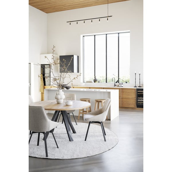 Okrugao proširiv blagovaonski stol u dekoru hrasta u prirodnoj boji ø 135 cm Maddock – Rowico-image-3