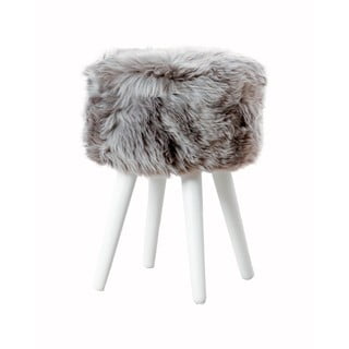Stolica sa sivim sjedištem od ovčjeg krzna Native Natural White, ⌀ 30 cm