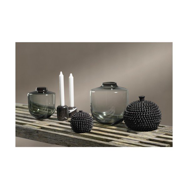 Siva staklena vaza (visina 21 cm) Daun – Villa Collection-image-1