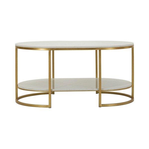 Bijeli/u zlatnoj boji stolić za kavu s mramornom pločom 60x90 cm Izmir – Mauro Ferretti