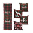 Set od 4 božićne jastučnice i gazišta na stolu Minimalističke jastučnice Tartan Božić