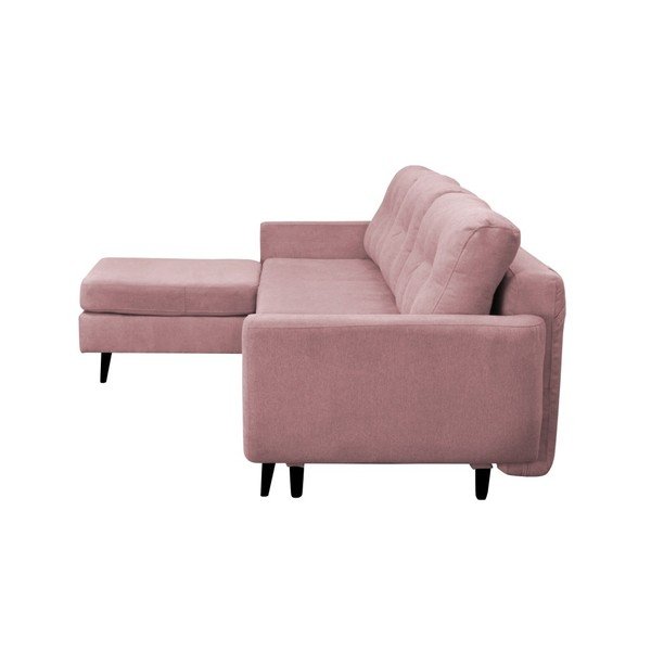 Svijetlo ružičasta kutna garnitura na razvlačenje s crnim nogama Mazzini Sofas Hortensia, lijevi kut-image-3