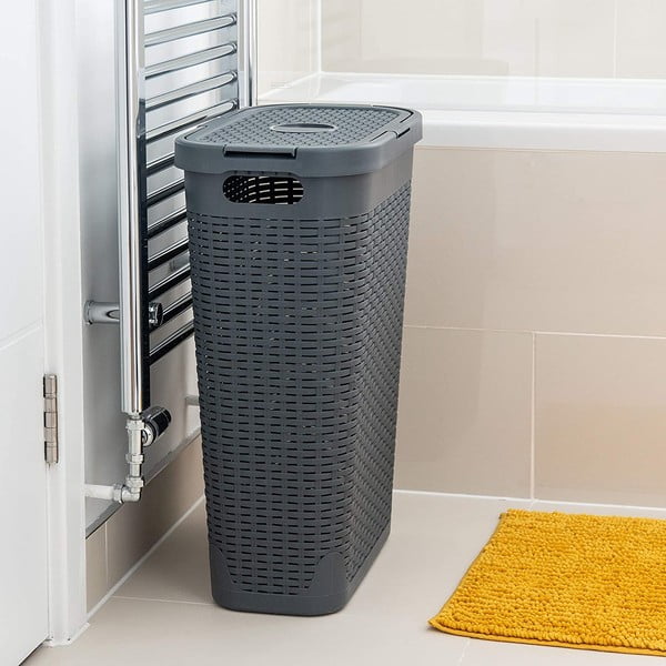 Siva košara za rublje Addis Rattan Effect Slim Hamper, 40 l-image-2