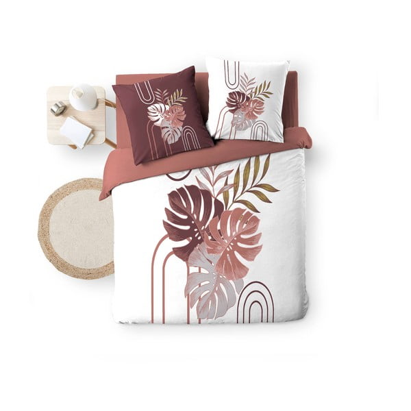 Bijela/ružičasta pamučna posteljina za bračni krevet/za produženi krevet 240x220 cm Astria – douceur d'intérieur-image-4