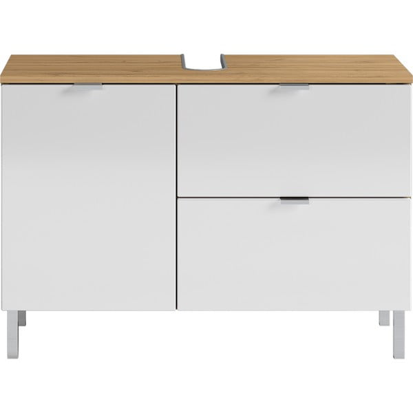 Bijeli ormarić za umivaonik s hrastovim dekorom Germania Mauresa, širina 80 cm-image-2