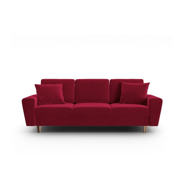 Crvena baršunasti sklopiva/s prostorom za odlaganje sofa 235 cm Kyoto – Cosmopolitan Design