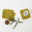 Set od 4 zelena lanena podmetača Linen Tales Classic, 10 x 10 cm