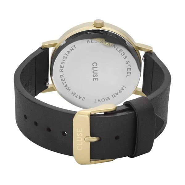 Ženski sat s crnim kožnim remenom i bijelim mramornim brojčanikom Cluse La Roche Star-image-2